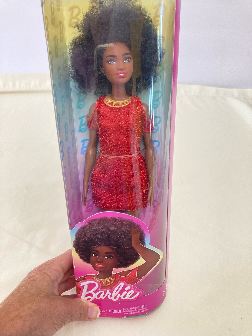 Barbie Doll in Shimmery Red Dress with Gold Accent